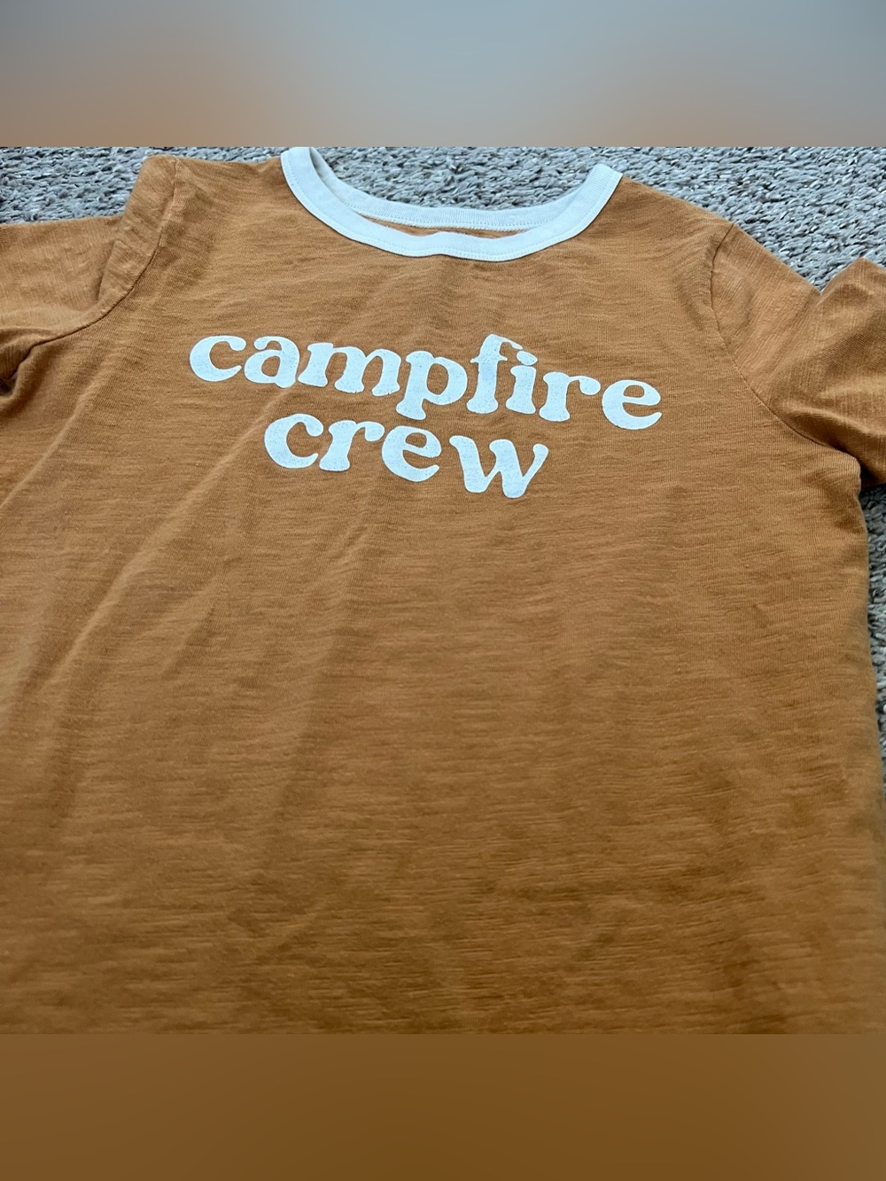 Little Co. Kids Campfire Crew Short Sleeve Tee - Rust with White Trim Size 7